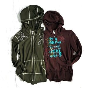 🔥2 ARIAT HOODIES. XL DARK OLIVE GREEN AND L/G CHOCOLATE BROWN ZIPPER FRONT🔥🤠😍